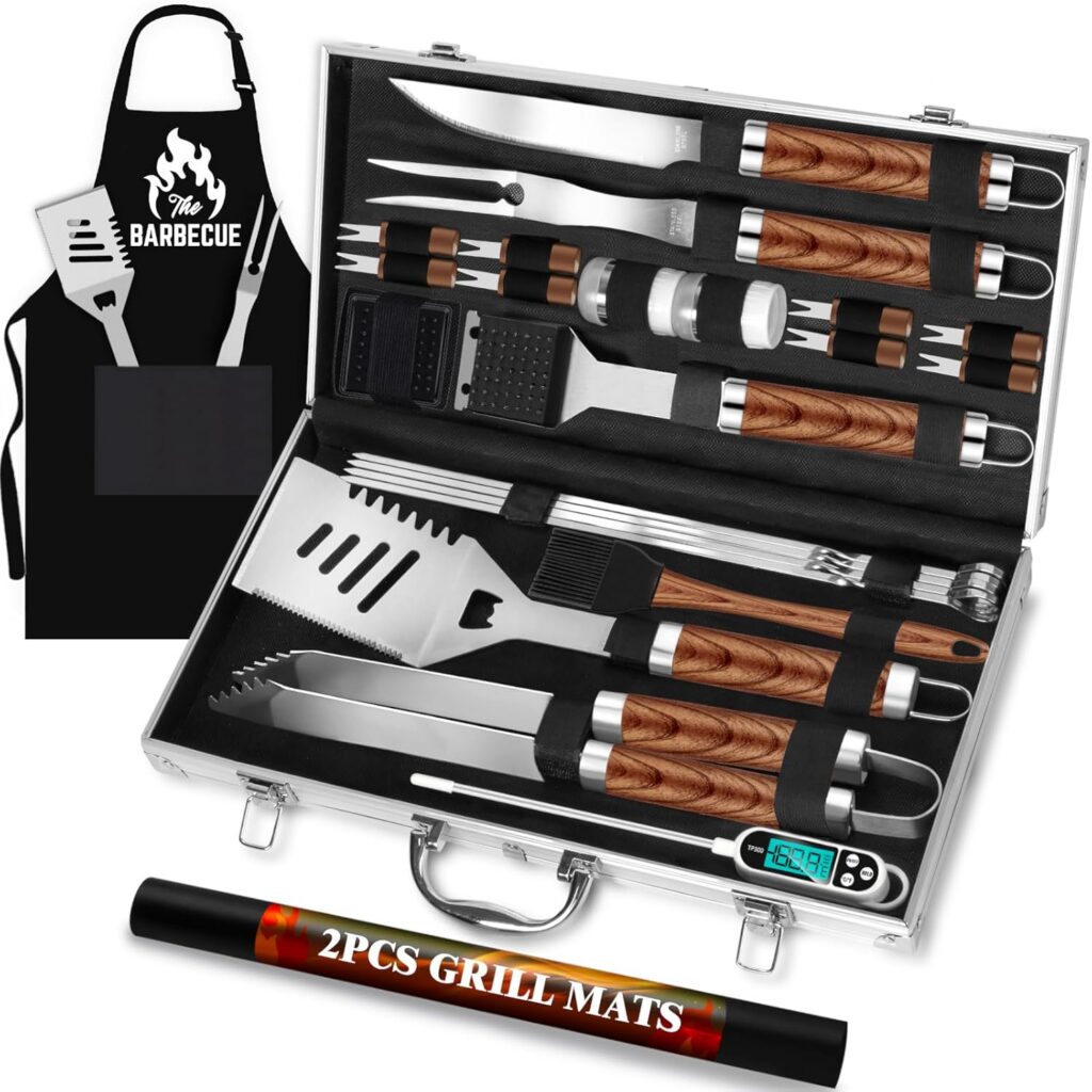 ROMANTICIST 26-Piece BBQ Grill Tool Set (~$30–$40) Grilling Gifts