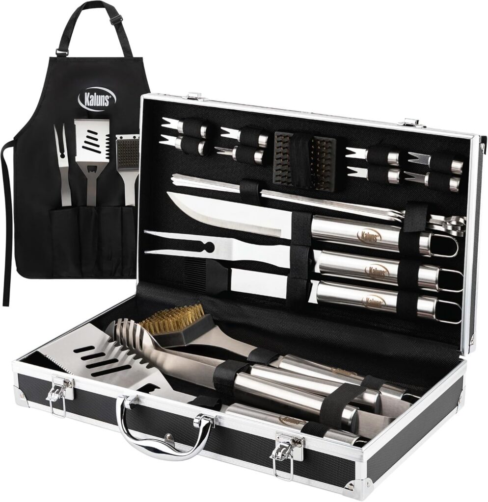 Kaluns Heavy Duty Grill Set with Apron & Aluminum Case (~$45–$60)